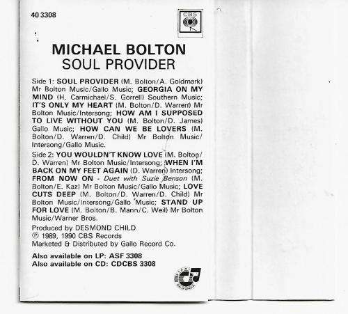 Michael Bolton - Soul Provider Cassette Tape