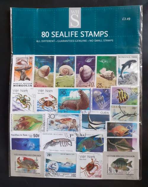 Collection of 80 Sealife Stamps