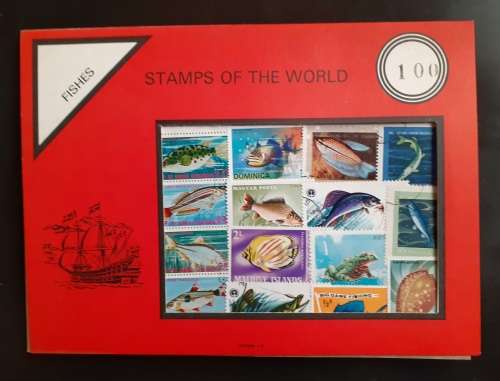 Collection of 100 Fishes Stamps