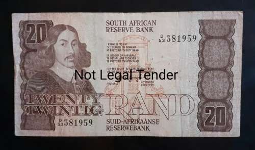 South Africa Twenty Rand TW de Jongh Bank Note - XF