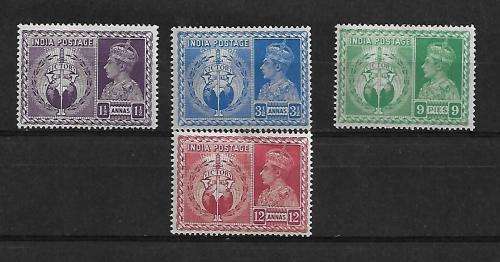 India - 1946 Victory Full Set of 4 Stamps MH