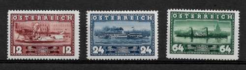 Austria - 1937 Ships Full Set of 3 Stamps MH