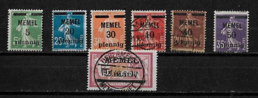 Memel (France) - 1920 Overprint Part Set of 7 Stamps MH & Fine Used