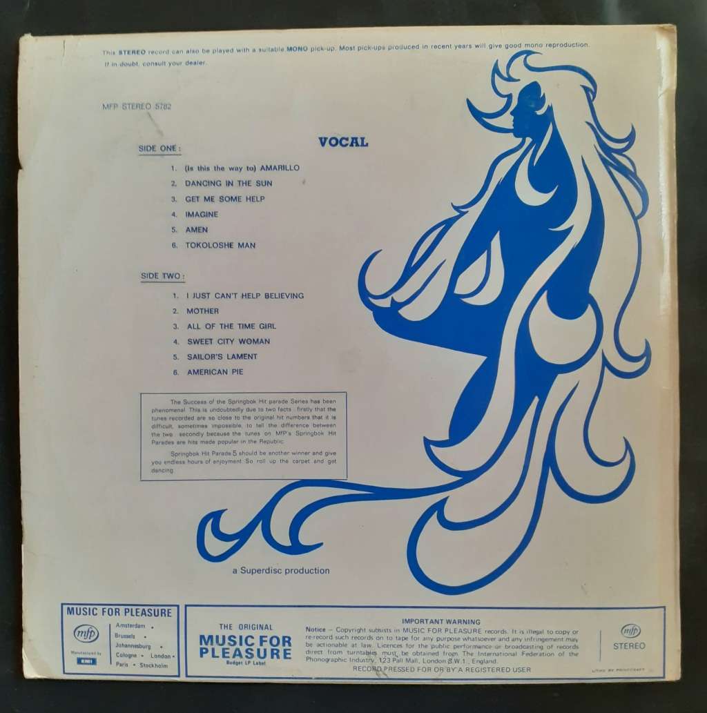 Springbok Hit Parade Vol.5 LP Vinyl Record