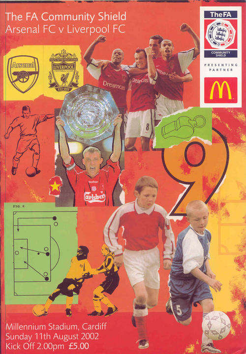 ARSENAL - LIVERPOOL 2002 COMMUNITY SHIELD OFFICIAL MATCH PROGRAMME ( RARE )