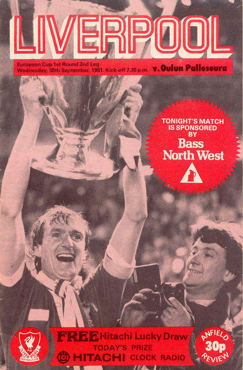 LIVERPOOL v OULUN PALLOSEURA ( FINLAND ) 81/82 EUROPEAN CUP 1st ROUND MATCH PROGRAMME