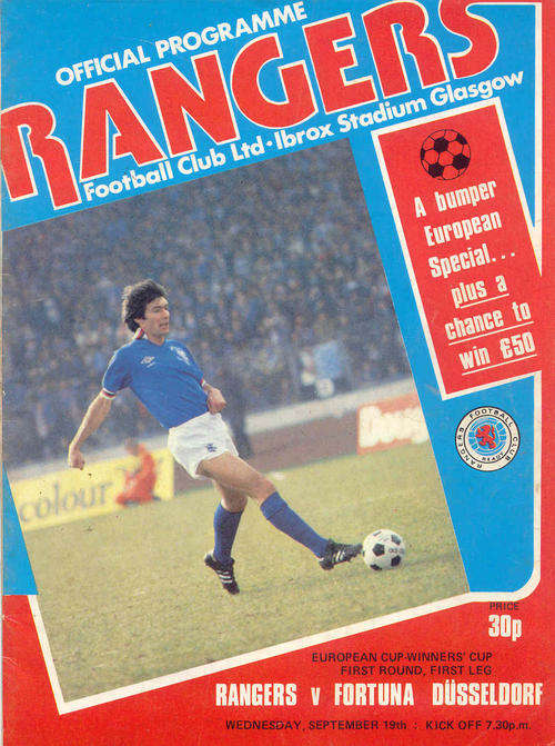 RANGERS v FORTUNA DUSSELDORF ( W. GERMANY ) 1979/80 EUROPEAN CUP WINNERS CUP 1st ROUND MATCH PROGRAM