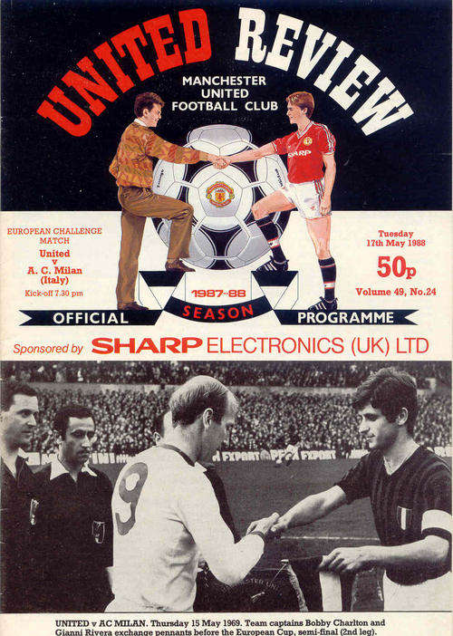 MANCHESTER UNITED - AC MILAN 1988 FREINDLY OFFICIAL MATCH PROGRAMME ( VERY RARE )