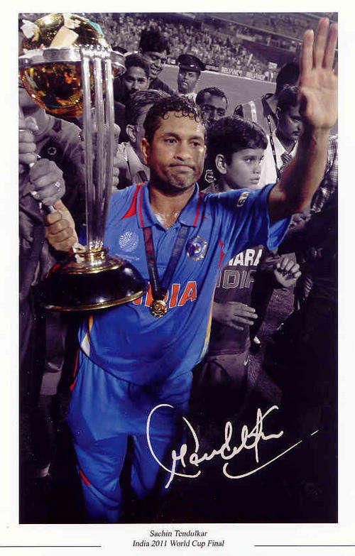 SACHIN TENDULKAR INDIA WORLD CUP 11 SIGNED A4 SIZE PHOTO PRINT
