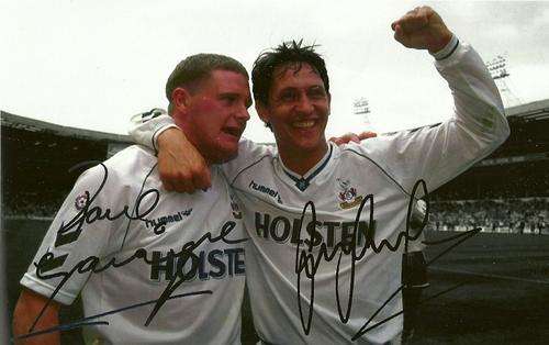 GASCOIGNE & LINEKER SPURS PRE SIGNED AUTOGRAPH PHOTO PRINT ( A4 Size )