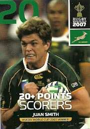 JUAN SMITH - 2011 RUGBY WORLD CUP COLLECTION 20+ POINTS SCORERS CARD 122