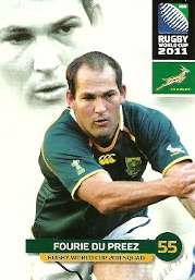 FOURIE DU PREEZ - 2011 RUGBY WORLD CUP COLLECTION BASE CARD 073