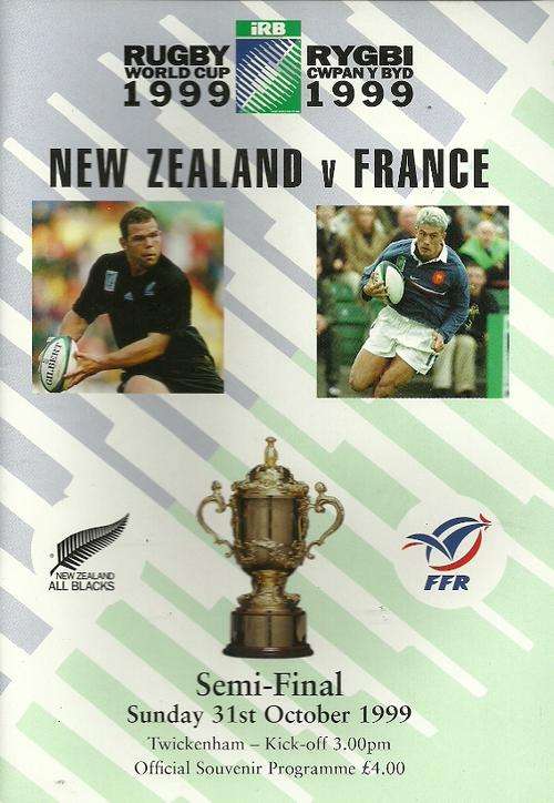 New Zealand v France 1999 Rugby World Cup Semi Final Match Programme