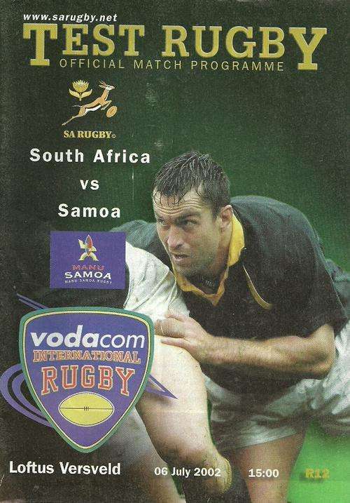 South Africa v Samoa 2002 Test Match Programme