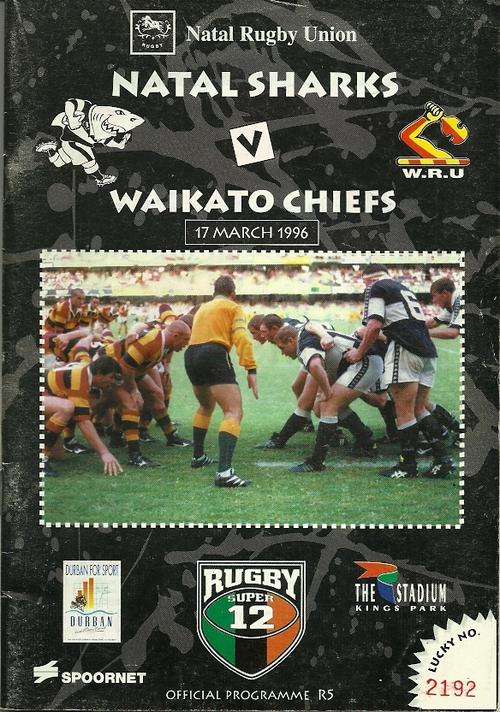 Sharks v Chiefs 1996 Super 12 Match Programme