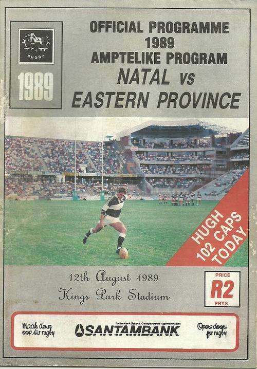Natal v  Eastern Province 1989 Currie Cup Match Programme