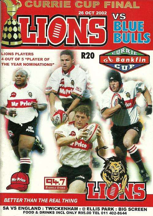 Lions v Blue Bulls 2002 Currie Cup Final Match Programme