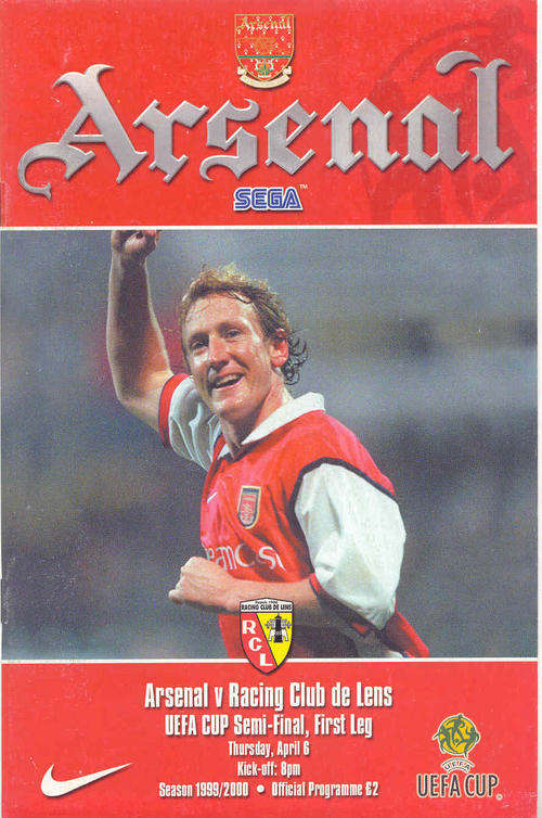 Arsenal v Racing Lens 1999/2000 UEFA Cup Semi Final 1st Leg Official Programme