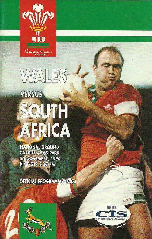 Wales v South Africa 1994 Test Match Programme