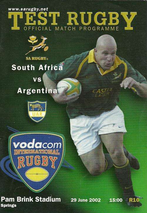 South Africa v Argentina 2002 Test Match Programme