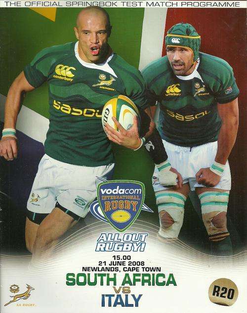 South Africa v Italy 2008 Test Match Programme