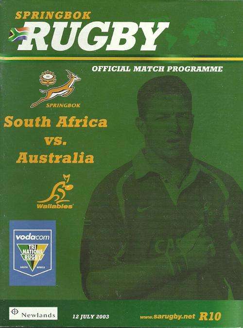 South Africa v Australia 2003 Tri Nations Match Programme