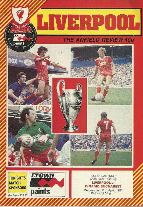 Liverpool v Dinamo Bucharest ( Romania ) 1983/84 European Cup Semi Final 1st Leg Programme