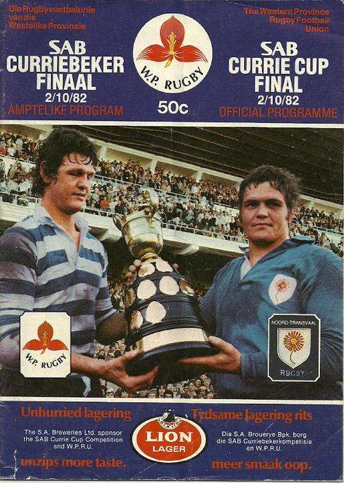 Western Province v Northern Transvaal 1982 Currie Cup Final Match Programme