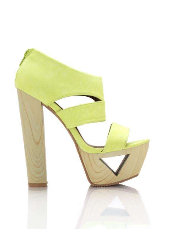 Strappy faux nubuck platforms, Size 4 (SA/UK), Neon-green, ladies shoes, heels