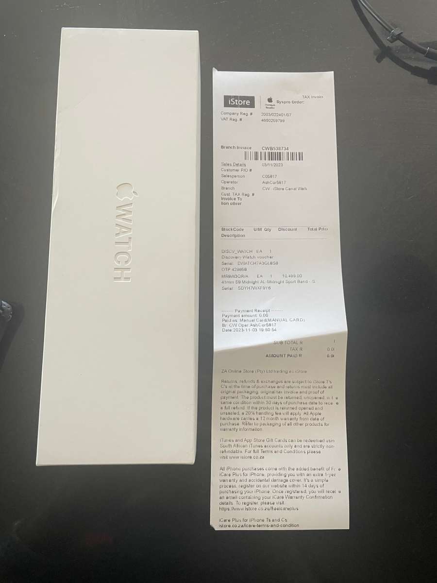 Apple Watch Series 9 41mm black (brand new unused with box & receipt 1 year warranty )