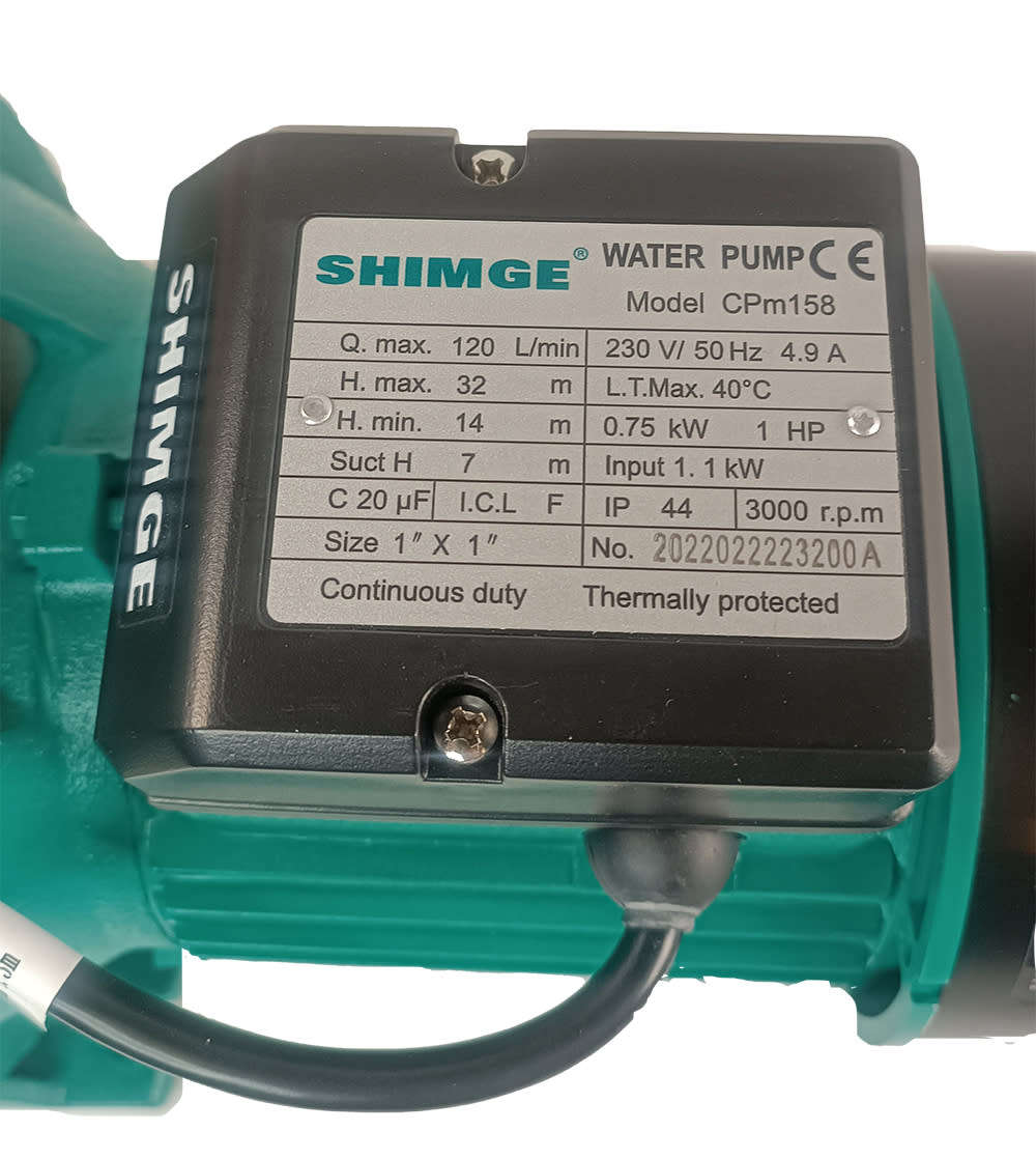 Centrifugal Pump 0.75KW - High-Efficiency Water Transfer for Agriculture & Industry- Shimge CPM 158