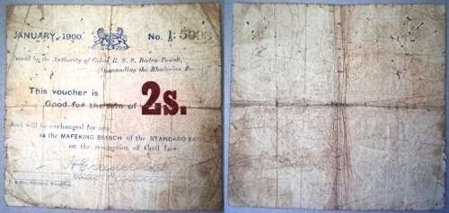 1900 SIEGE of MAFEKING 2 SHILLING NOTE