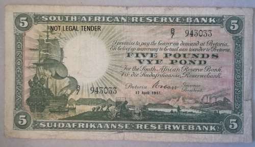 RARE - 17 APRIL 1931 - WH. GLEGG - 5 POND/POUND - B7/943033