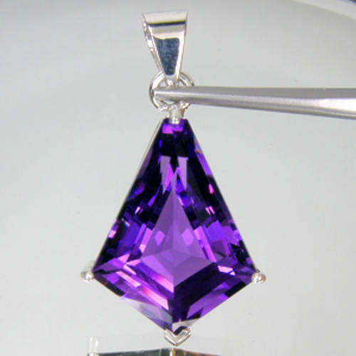 HUGE!! 36.65ct KITE CUT PURPLE AMETHYST PENDANT