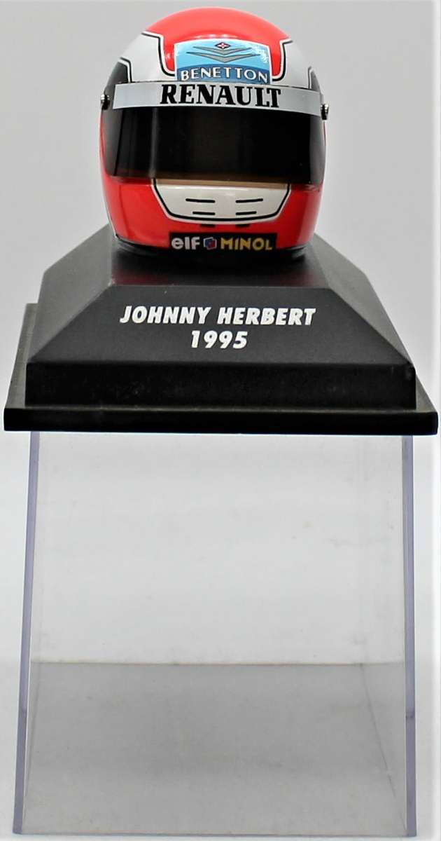MiniChamps - 3x Formula 1 Driver Helmets in Display - Johnny Herbert & Damon Hill - 1995, 1996