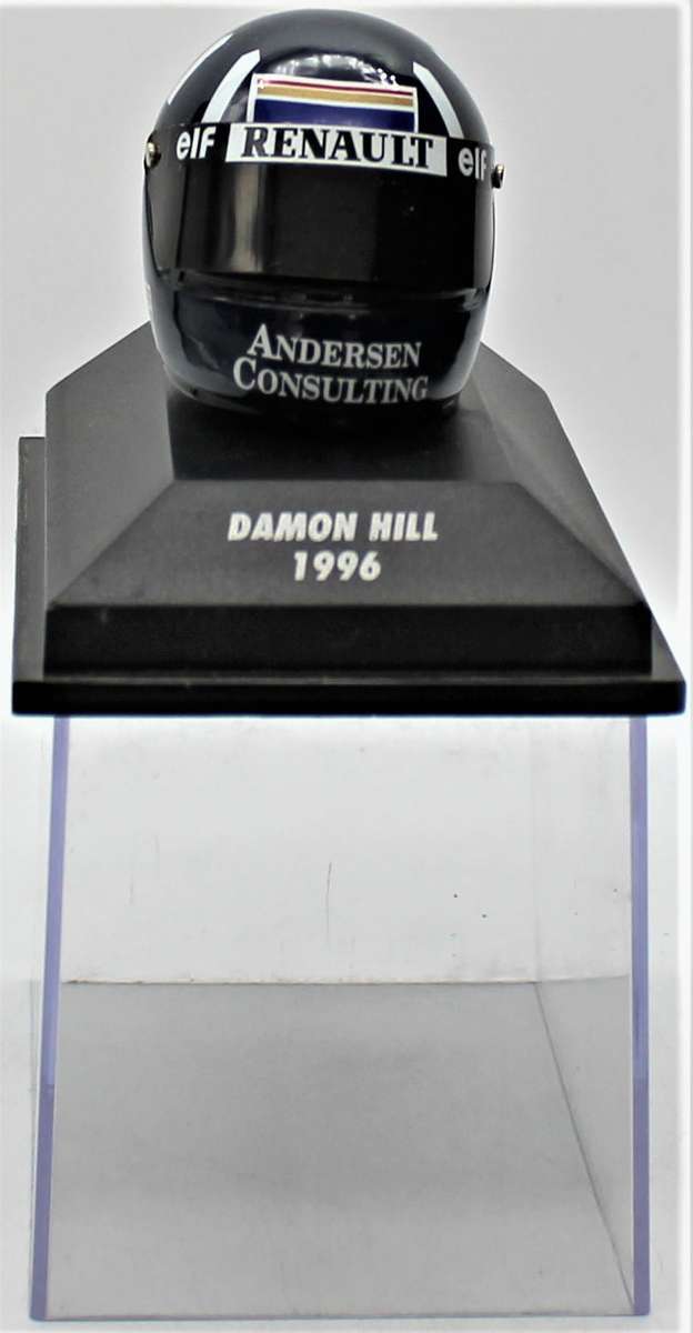 MiniChamps - 3x Formula 1 Driver Helmets in Display - Johnny Herbert & Damon Hill - 1995, 1996