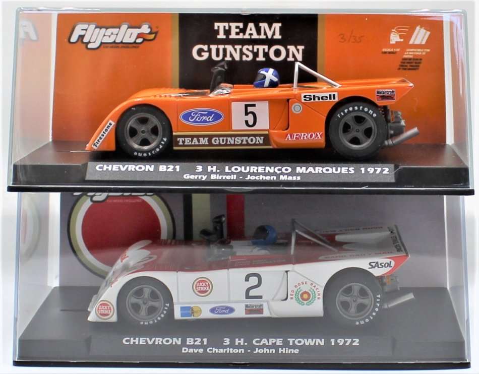 Fly - Chevron B21 1972 3Hr Lourenco Marques & 1972 Team Gunston 3Hr Cape Town Slot Cars - Unused