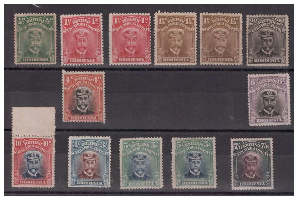 Rhodesia - 1913-1919 - 13x Unused  "Admirals - 1/2d to 7'6d