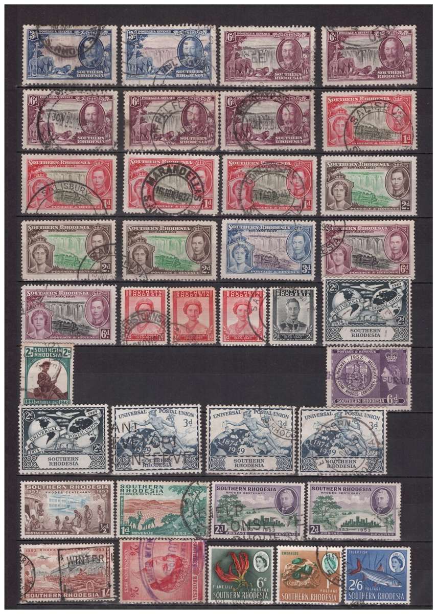 Southern Rhodesia & Rhodesia & Nyasaland Mixed Lot to 1 Pound - Mostly Used