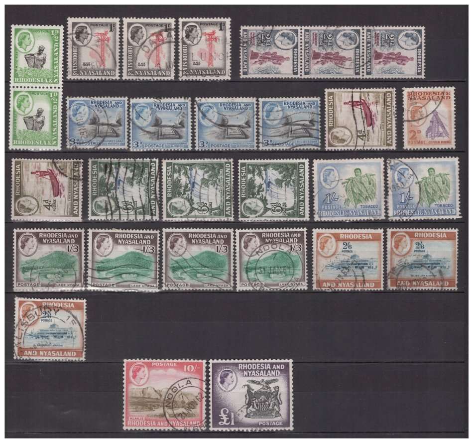 Southern Rhodesia & Rhodesia & Nyasaland Mixed Lot to 1 Pound - Mostly Used