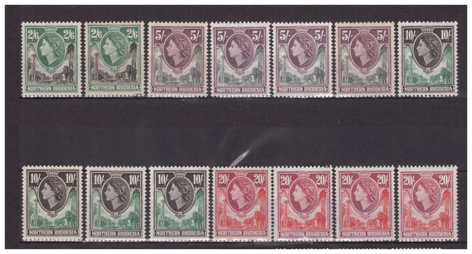 Northern Rhodesia - 1953 QE Definitives - 4x Complete Sets to 20 Shilling + Many Extras - Unused