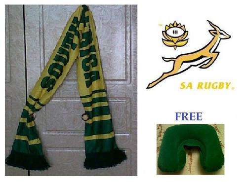 Support the BOKKE!! Green and Gold SOUTH AFRICA SCARF - Free Travel pillow!!