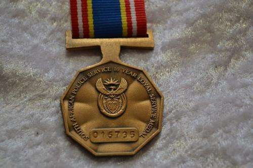 SAPS 10 Year Loyal Service Medal. Full size medal.