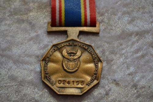 SAPS 10 Year Loyal Service Medal. Full size medal.