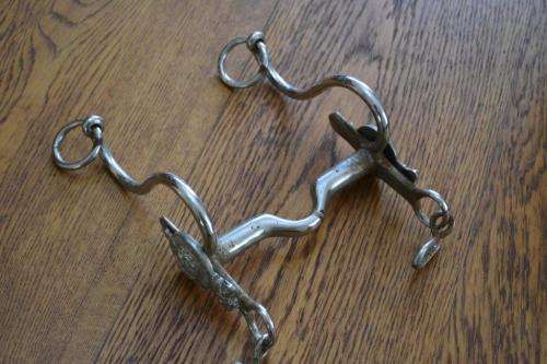 Boer War Horse Bit with Original Badges. Item has been Chromed.