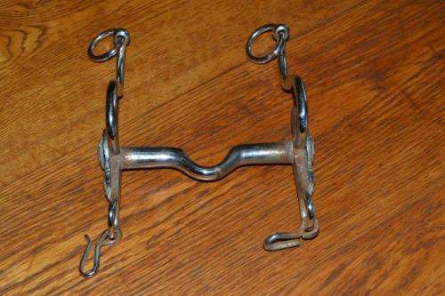 Boer War Horse Bit with Original Badges. Item has been Chromed.