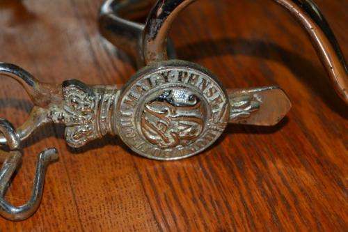 Boer War Horse Bit with Original Badges. Item has been Chromed.