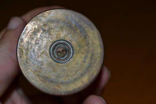 Boer War deactivated Pom Pom. Unmarked shell. Looks to have been cut.