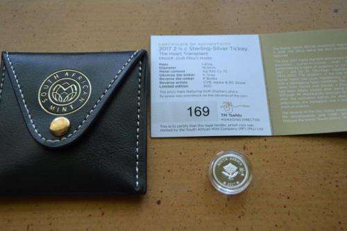 2017 2 1/2 cent Sterling Silver Tickey "The Heart Transplant" with DBN Privy Mark. 169/400
