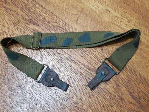Rhodesian Rifle Sling with leather tabs Painted Camo.